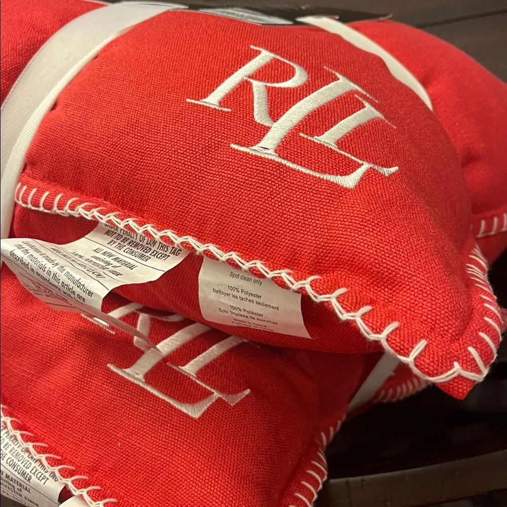 Ralph Lauren Set of 2 Indoor / Outdoor Pillows 20”x20” new red / tomato Patio